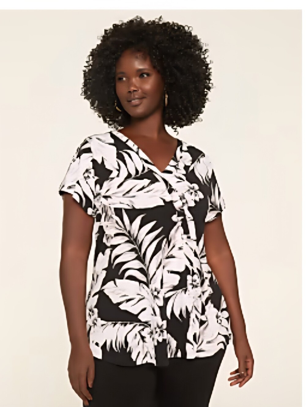 Black & White Lane Bryant Cap-Sleeve Pleat-Front Top 26/28 4x